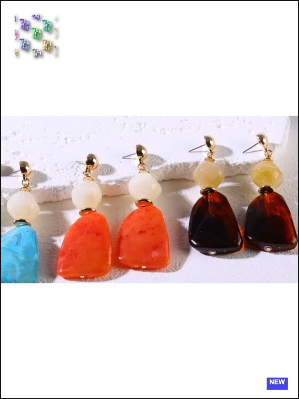 Chunky Acrylic Resin Dangle Stud Statement Earrings for Women Geometric Vintage